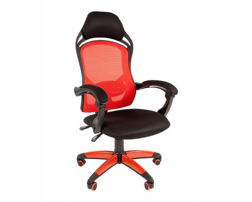 Игровое кресло Chairman game 12 компьютерное, до 120 кг, ткань/сетчатый акрил, цвет  черный/красный