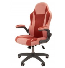 Игровое кресло Chairman game 55 компьютерное, до 120 кг ткань велюр Т-26 розовый/Т-28 бордо, пластик                                                                                                                                                      