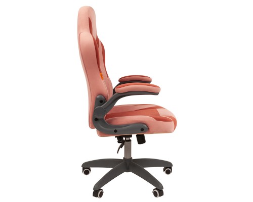 Игровое кресло Chairman game 55 компьютерное, до 120 кг ткань велюр Т-26 розовый/Т-28 бордо, пластик