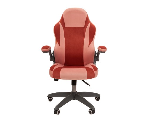 Игровое кресло Chairman game 55 компьютерное, до 120 кг ткань велюр Т-26 розовый/Т-28 бордо, пластик