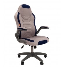 Игровое кресло Chairman game 50 компьютерное, до 120 кг, ткань велюр Т-53 серый/Т-82 синий, пластик                                                                                                                                                       