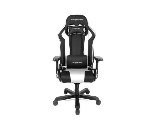 Игровое кресло DXRacer King OH/K99/NW компьютерное, до 150 кг, 4D, до 170 градусов, экокожа, металл, цвет  черный/белый