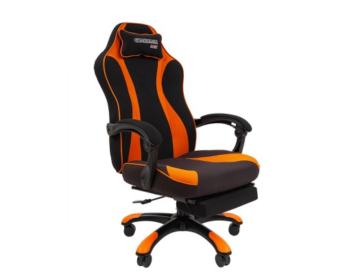 Игровое кресло Chairman game 35 компьютерное, до 150 кг, подставка для ног, ткань/пластик, цвет  черный/оранжевый