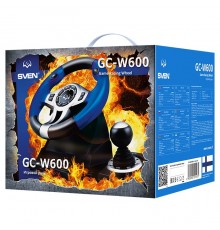Руль Sven GC-W600 SV-015435 USB, PC, 12кн. + 2 педали, лепестки, АКПП, виброотдача, черный/синий                                                                                                                                                          