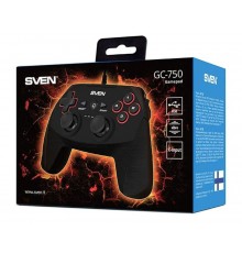 Геймпад Sven GC-750 проводной, USB, PC/PS, 11 кнопок, рычаги 2 шт. (SV-015961) вибрация, черный                                                                                                                                                           