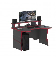 Компьютерный стол Skyland SKILL STG 1390 (136 х 100 х 92.5h см) ЛДСП/металл/ПВХ, цвет  антрацит/красный                                                                                                                                                   