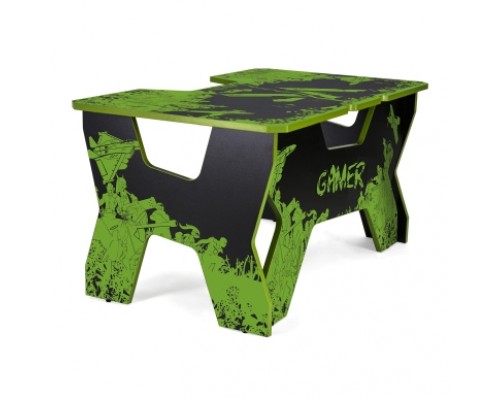 Компьютерный стол Generic Comfort Gamer2/VS/NE (150х90х75h см) ЛДСП Е1, цвет  черный с зеленым рисунком