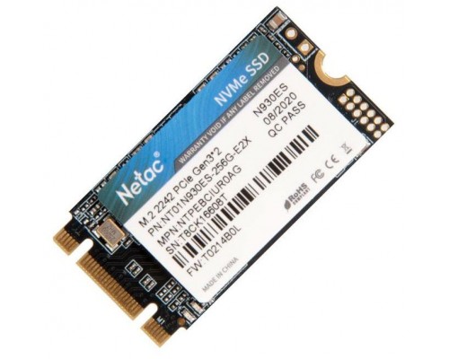 Твердотельный накопитель Netac N930ES NT01N930ES-256G-E2X SSD, M.2, 256Gb, PCI-E x2, чтение  1650 Мб/сек, запись  1260 Мб/сек, TLC 3D NAND, NVMe