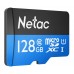 Карта памяти Netac P500 NT02P500STN-128G-S microSD, 128Gb, Class10, UHS-I Class 1 (U1), чтение  до 80 Мб/сек, без SD адаптера