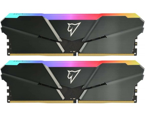 Оперативная память 16GB Netac Shadow RGB NTSRD4P26DP-16E (8Gbx2) DDR4, 2666 MHz, 21300 Мб/с, CL19, 1.2 В (DIMM) Grey