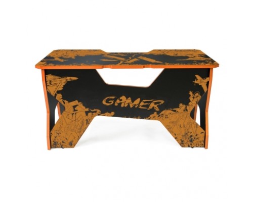 Компьютерный стол Generic Comfort Gamer2/VS/NO (150х90х75h см) ЛДСП Е1, цвет  черный с оранжевым рисунком