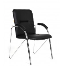 Офисное кресло Chairman 850 для посетителей, до 100 кг, экокожа, хром.металл, черное                                                                                                                                                                      