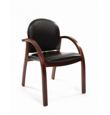 Офисное кресло Chairman 659 для посетителей, до 100 кг, экокожа, натуральное дерево, цвет  черный                                                                                                                                                         