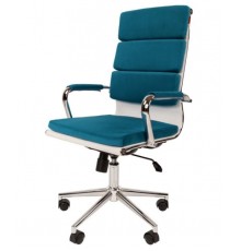 Офисное кресло Chairman 750 Home для руководителя, до 120 кг, ткань велюр Е-33, хром.металл, бирюзовое                                                                                                                                                    