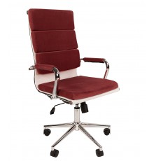 Офисное кресло Chairman 750 Home для руководителя, до 120 кг, ткань велюр Т-28, хром.металл, коралловое                                                                                                                                                   