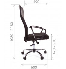 Офисное кресло Chairman 610 для руководителя до 120 кг, цвет  хром/черный/спинка сетка черная                                                                                                                                                             