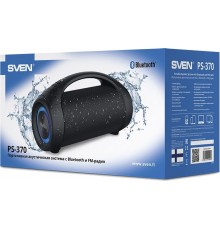 Портативная колонка Sven PS-370 blue стерео, 40 Вт, 70-20000 Гц, Bluetooth, TWS, FM-тюнер, USB-C/USB, mini jack 3.5 мм, 2 х3600 мАч, IPX5, черная/синяя                                                                                                   