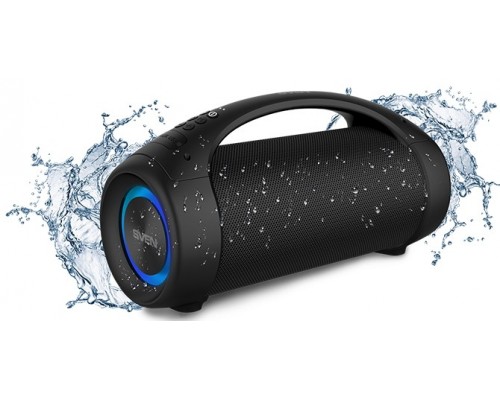 Портативная колонка Sven PS-370 blue стерео, 40 Вт, 70-20000 Гц, Bluetooth, TWS, FM-тюнер, USB-C/USB, mini jack 3.5 мм, 2 х3600 мАч, IPX5, черная/синяя