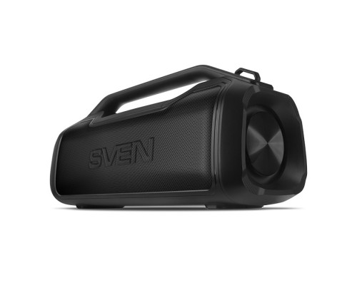 Портативная колонка Sven PS-390 стерео, 50 Вт, 50-20000 Гц, Bluetooth, FM-тюнер, microSD, microUSB/USB, mini jack 3.5 мм, 3600 мАч, подсветка, IPX5, черная