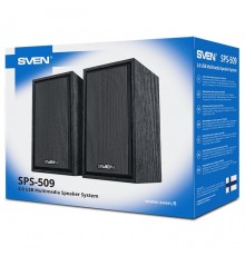 Колонки Sven SPS-509 2.0 black, стерео, 100-20000 Гц, 6 Вт, USB, дерево MDF, уровень громкости на кабеле, цвет  черный                                                                                                                                    