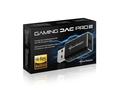 Внешняя звуковая карта Sharkoon Gaming DAC Pro S V2 для наушников, 100 дБ, 96 кГц, 16-300 Ом, 2 B, jack 3.5мм/USB