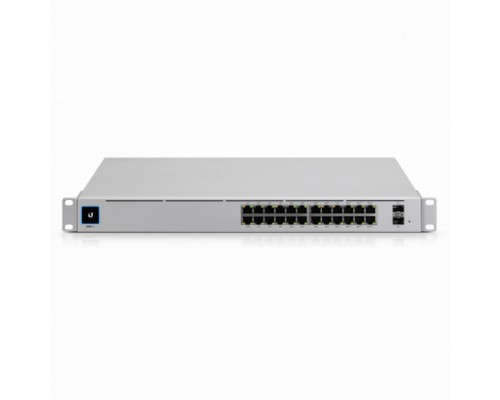 Коммутатор Ubiquiti UniFi Switch Pro 24 PoE [USW-Pro-24-POE-EU] PoE-коммутатор в стойку, 24х 1G RJ45, 2х 10G SFP+, раздача 400 Вт