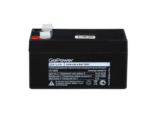 Аккумулятор свинцово-кислотный GoPower LA-1212 12V 1.2Ah (1/20)