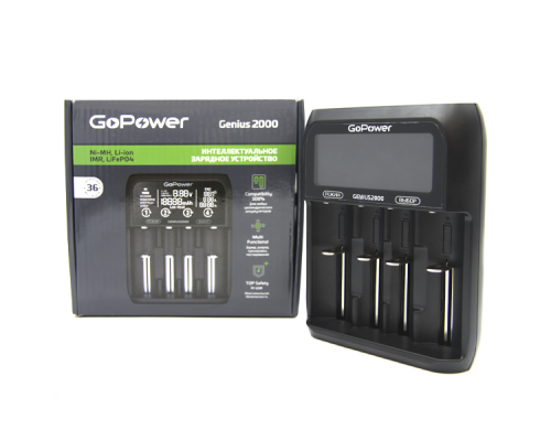 Зарядное устройство для аккумуляторов GoPower Genius2000 Ni-MH/Ni-Cd/Li-ion/IMR/LiFePO4 4 слота (1/40)