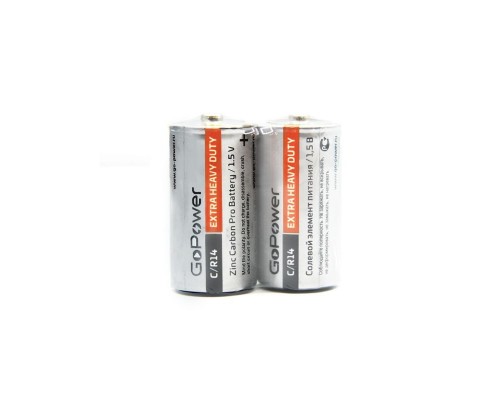 Батарейка GoPower R14 C Shrink 2 Heavy Duty 1.5V (2/24/288)