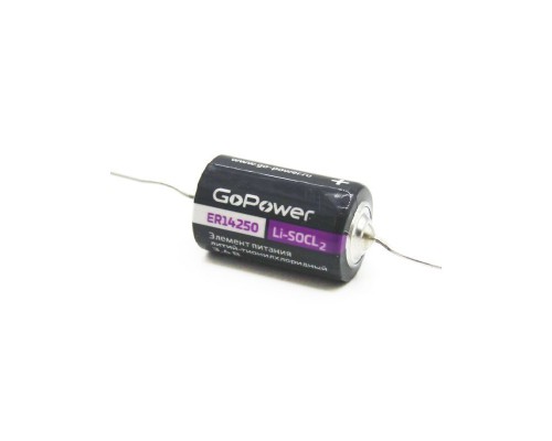 Батарейка GoPower 14250 1/2AA PC1 Li-SOCl2 3.6V с выводами (1/10/500)