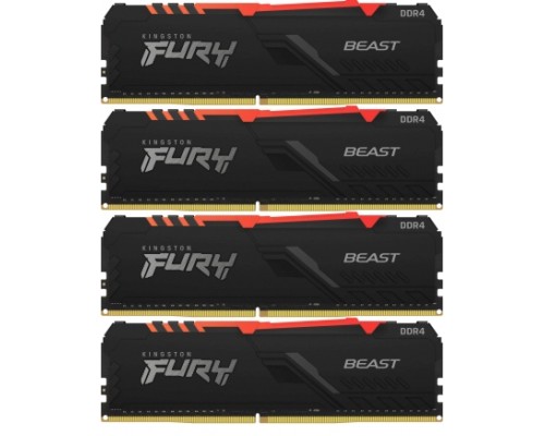 Оперативная память Kingston 128GB 3600MHz DDR4 CL18 DIMM (Kit of 4) FURY Beast RGB