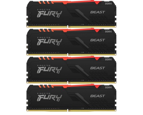 Оперативная память Kingston 128GB 2666MHz DDR4 CL16 DIMM (Kit of 4) FURY Beast RGB