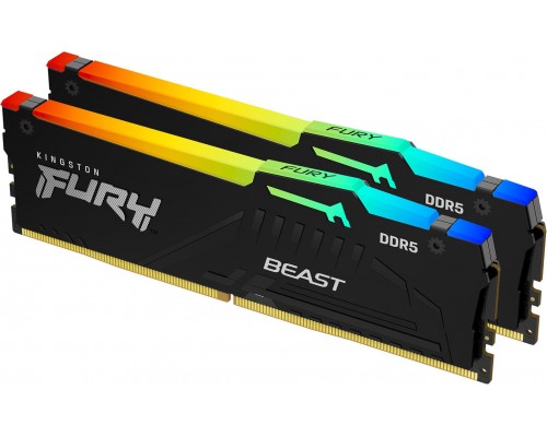 Оперативная память Kingston 32GB 5200MT/s DDR5 CL40 DIMM (Kit of 2) FURY Beast RGB