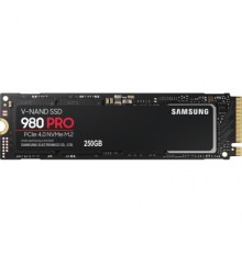 Твердотельные накопители/ Samsung SSD 980 PRO, 250GB, M.2(22x80mm), NVMe 1.3c, PCIe 4.0 x4, 3-bit MLC, R/W 6400/2700MB/s, IOPs 500 000/600 000, TBW 150, DWPD 0.33 (12 мес.)                                                                              