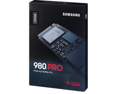 Твердотельные накопители/ Samsung SSD 980 PRO, 250GB, M.2(22x80mm), NVMe 1.3c, PCIe 4.0 x4, 3-bit MLC, R/W 6400/2700MB/s, IOPs 500 000/600 000, TBW 150, DWPD 0.33 (12 мес.)