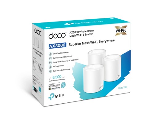 Маршрутизатор/ AX3000 Whole Home Mesh Wi-Fi 6 System, 3 units, 2 Internal Antennas, 3 Gb Ports (WAN/LAN auto-sensing)