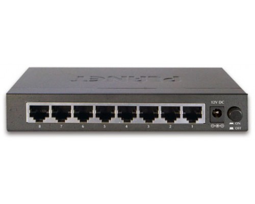 коммутатор/ PLANET 8-Port 10/100/1000Mbps Gigabit Ethernet Switch (External Power) - Metal Case