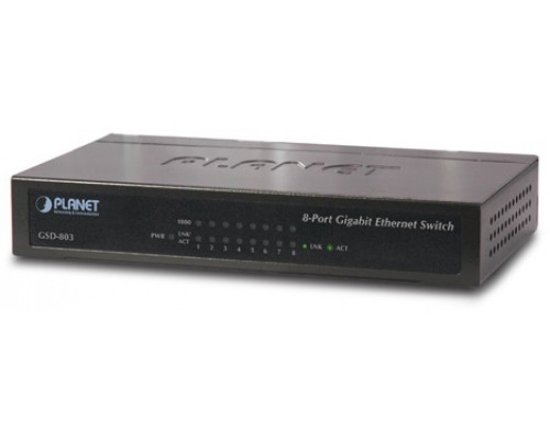 коммутатор/ PLANET 8-Port 10/100/1000Mbps Gigabit Ethernet Switch (External Power) - Metal Case