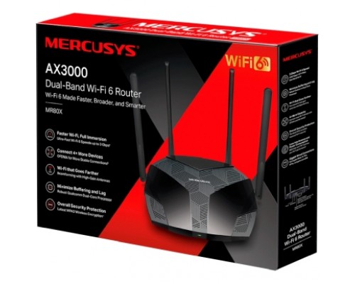 Маршрутизатор/ AX3000 Dual-Band Wi-Fi 6 Router, 574 Mbps at 2.4 GHz + 2402 Mbps at 5 GHz, 4 Fixed External Antennas, 3 Gigabit LAN Ports, 1 Gigabit WAN Port