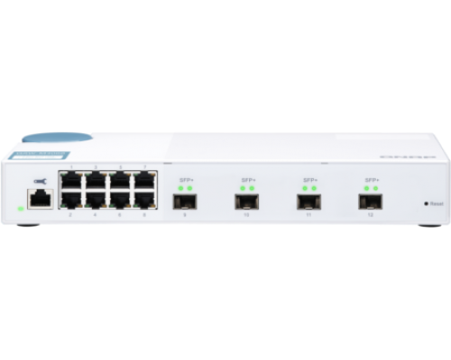 Корпоративный коммутатор QNAP QSW-M408S 10 Gbps managed switch with 4 SFP + ports, 8 1 Gbps RJ-45 ports, bandwidth up to 96 Gbps, JumboFrame support.