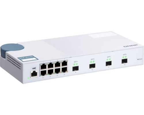 Корпоративный коммутатор QNAP QSW-M408S 10 Gbps managed switch with 4 SFP + ports, 8 1 Gbps RJ-45 ports, bandwidth up to 96 Gbps, JumboFrame support.