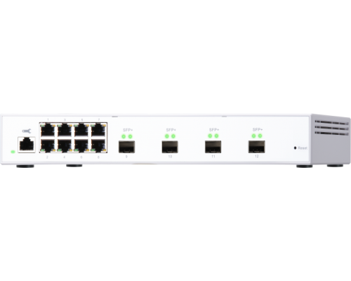 Корпоративный коммутатор QNAP QSW-M408S 10 Gbps managed switch with 4 SFP + ports, 8 1 Gbps RJ-45 ports, bandwidth up to 96 Gbps, JumboFrame support.