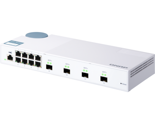 Корпоративный коммутатор QNAP QSW-M408S 10 Gbps managed switch with 4 SFP + ports, 8 1 Gbps RJ-45 ports, bandwidth up to 96 Gbps, JumboFrame support.