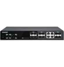 Корпоративный коммутатор QNAP QSW-M1204-4C Managed 10 Gbps switch with 12 SFP + ports, 4 of which are combined with RJ-45, throughput up to 240 Gbps, JumboFrame support.                                                                                 