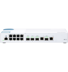 Корпоративный коммутатор QNAP QSW-M408-2C Managed switch 10 Gb / s with 4 SFP + ports, 2 of which are combined with RJ-45, 8 1 Gb / s RJ-45 ports, bandwidth up to 96 Gb / s, JumboFrame support                                                          