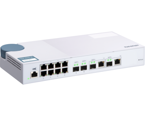 Корпоративный коммутатор QNAP QSW-M408-2C Managed switch 10 Gb / s with 4 SFP + ports, 2 of which are combined with RJ-45, 8 1 Gb / s RJ-45 ports, bandwidth up to 96 Gb / s, JumboFrame support