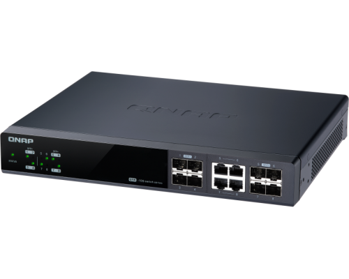 Корпоративный коммутатор QNAP QSW-M804-4C 10 Gbps managed switch with 8 SFP + ports, 4 of which are combined with RJ-45, throughput up to 160 Gbps, JumboFrame support.