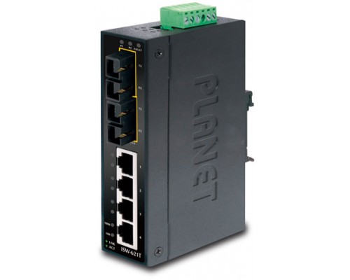 Корпоративный коммутатор ISW-621TS15 коммутатор для монтажа в DIN рейку/ IP30 Slim Type 4-Port Industrial Ethernet Switch + 2-Port 100Base-FX(15KM) (-40 - 75 C)