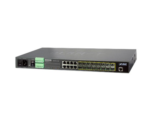 коммутатор/ PLANET 16-Port 100/1000Base-X SFP + 8-Port 10/100/1000Base-T L2/L4 Managed Metro Ethernet Switch (AC+2 DC, DIDO)