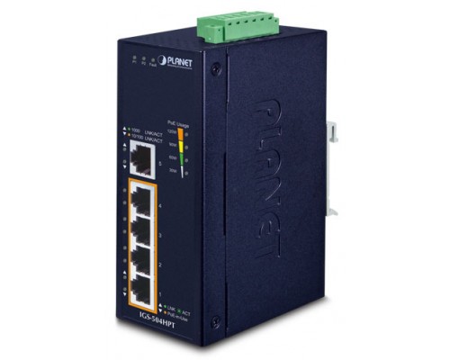коммутатор/ PLANET IP30 5-Port Gigabit Switch with 4-Port 802.3AT POE+ (-40 to 75 C)